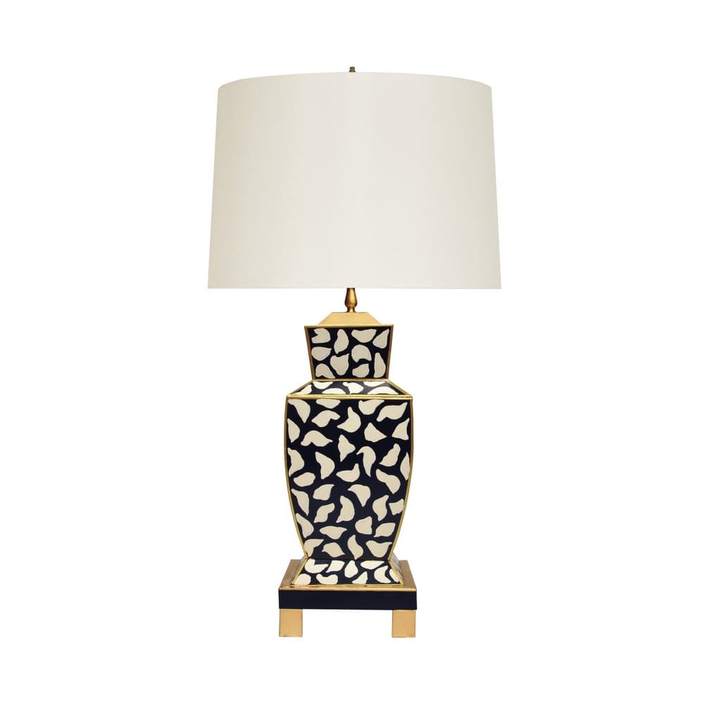 Worlds Away - Hand Painted Urn Shape Tole Table Lamp In Black Leopard - BIANCA BLP view 1