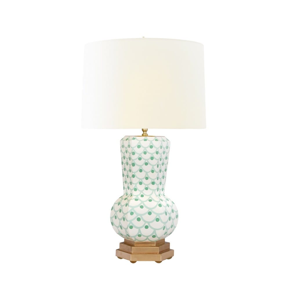 Worlds Away - Handpainted Gourd Shape Tole Table Lamp In Green Scale Pattern - CATALINA SCALE GR view 2