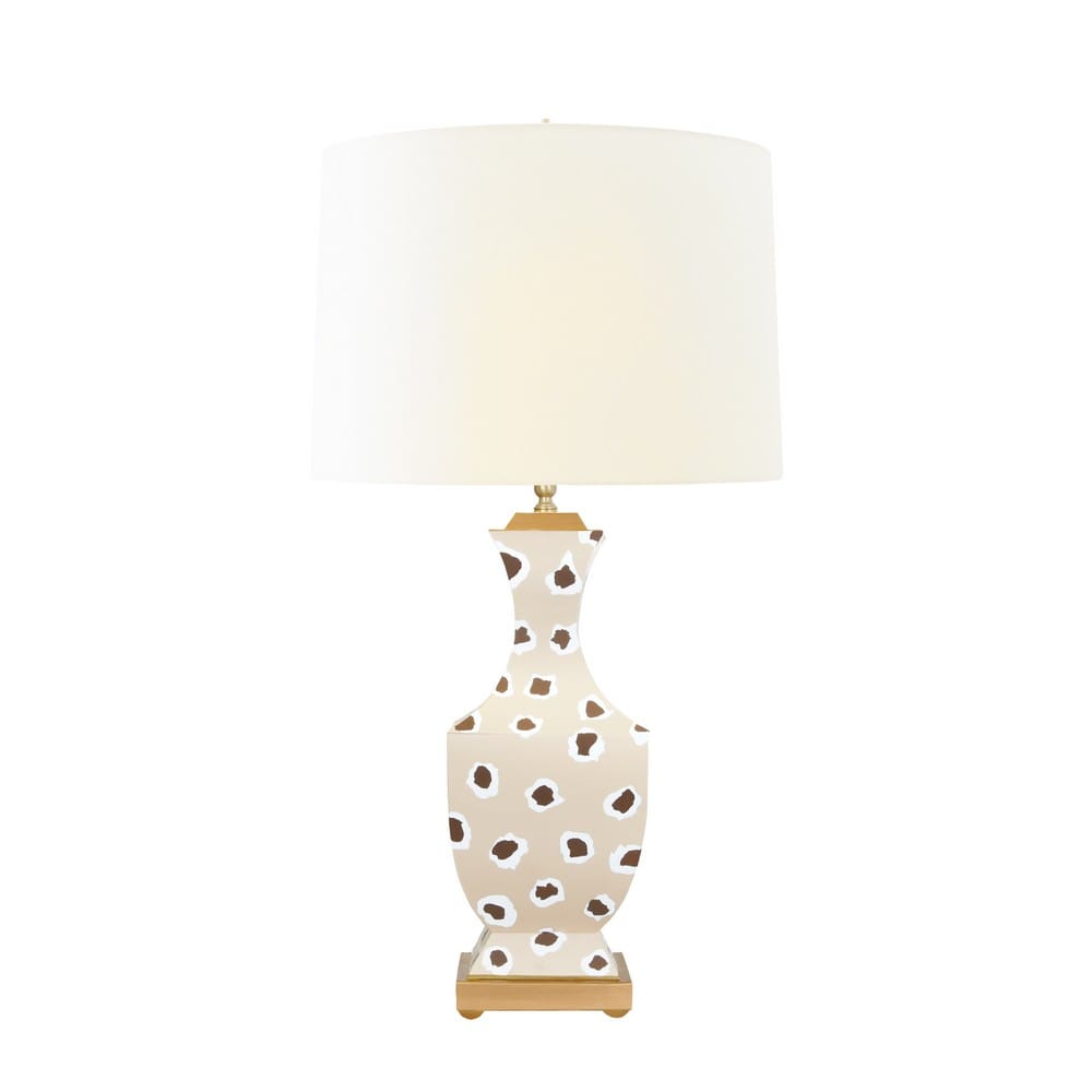 Worlds Away - Handpainted Tole Table Lamp In Brown Leopard Pattern - GINA LEOP BR view 3
