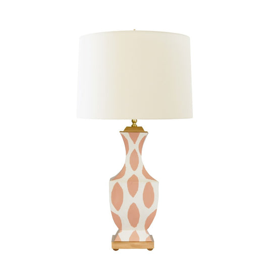 Worlds Away - Handpainted Tole Table Lamp In Coral Ikat Pattern - GINA IKAT CO view 2