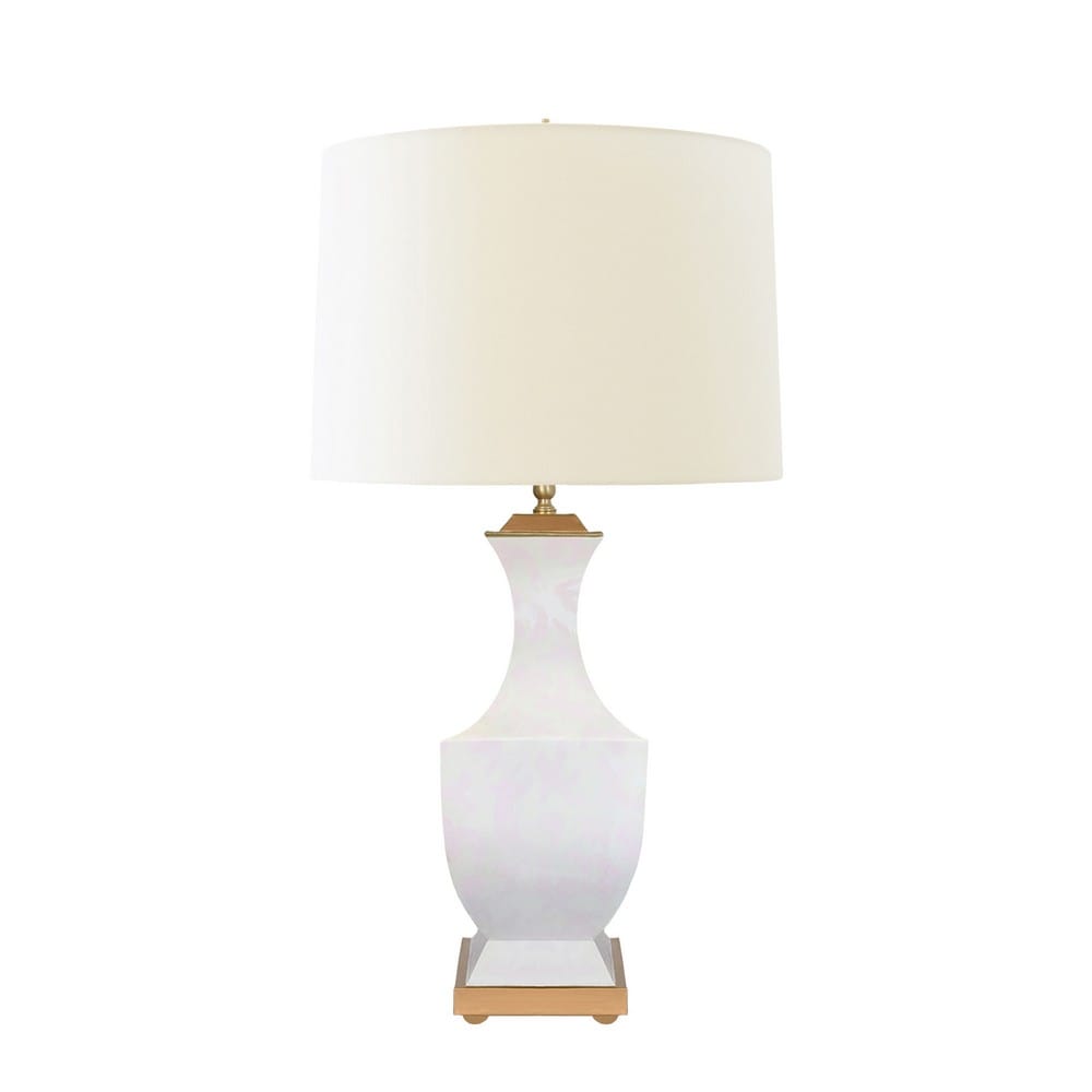 Worlds Away - Handpainted Tole Table Lamp In Light Pink Strokes Pattern - GINA STROKES PI view 1
