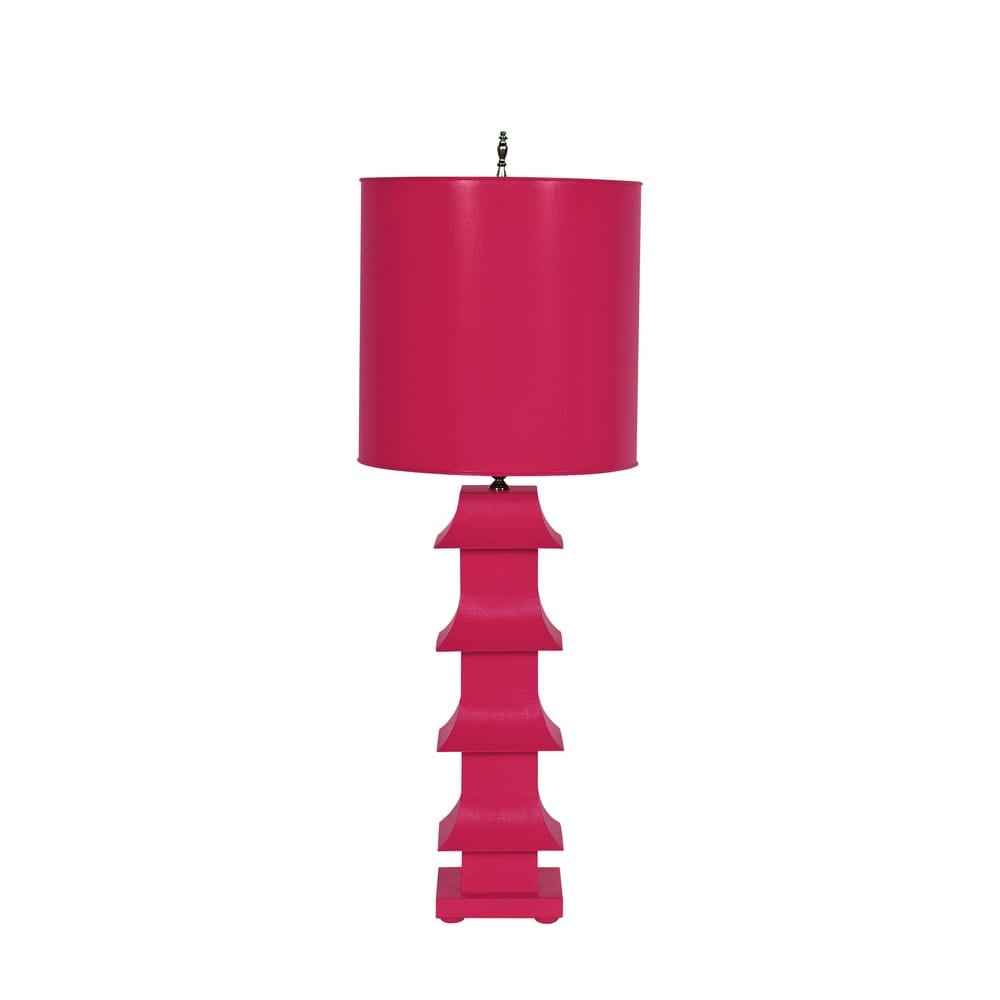 Worlds Away - Hot Pink Tole Pagoda Lamp - LMPHPI view 1