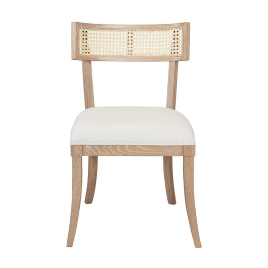 Worlds Away - Klismos Dining Chair With Cane Detail In Cerused Oak - BRITTA CO view 2