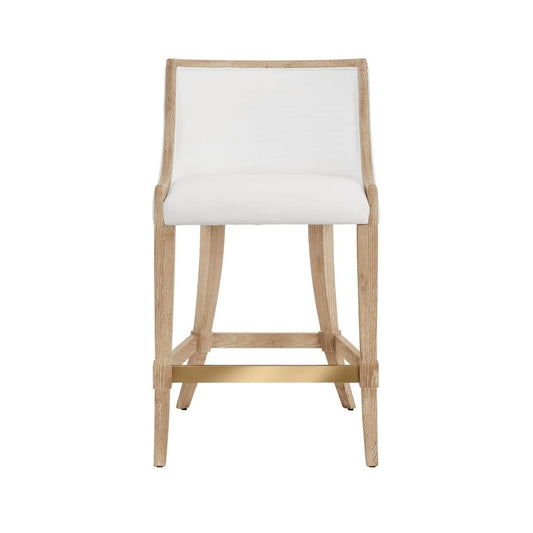 Worlds Away - Klismos Leg Counter Stool With Performance White Linen Upholstery In Cerused Oak Lacquer - KEATON CO view 2