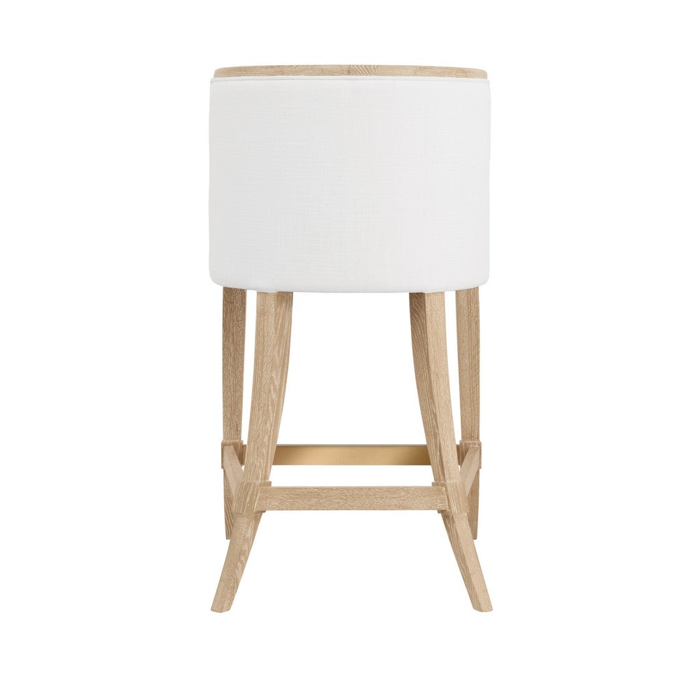 Worlds Away - Klismos Leg Counter Stool With Performance White Linen Upholstery In Cerused Oak Lacquer - KEATON CO view 4