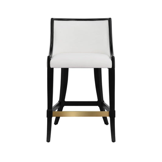 Worlds Away - Klismos Leg Counter Stool With Performance White Linen Upholstery In Matte Black Lacquer - KEATON BLK view 2