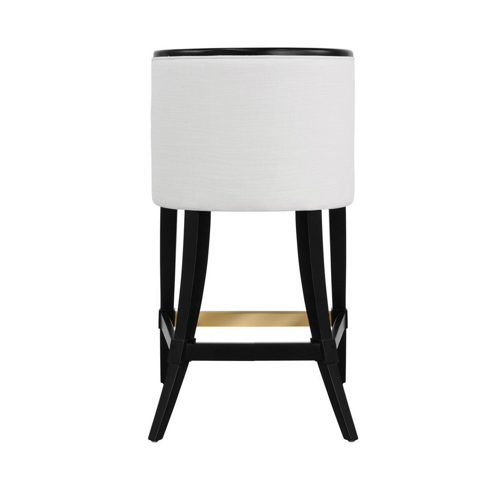 Worlds Away - Klismos Leg Counter Stool With Performance White Linen Upholstery In Matte Black Lacquer - KEATON BLK view 4