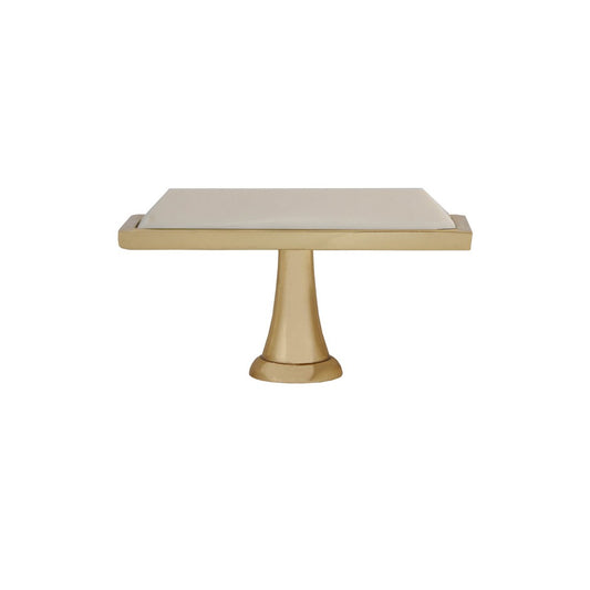 Worlds Away - Large Brass Rectangle Knob With Inset Resin In Cream - TRENT HCRM view 2