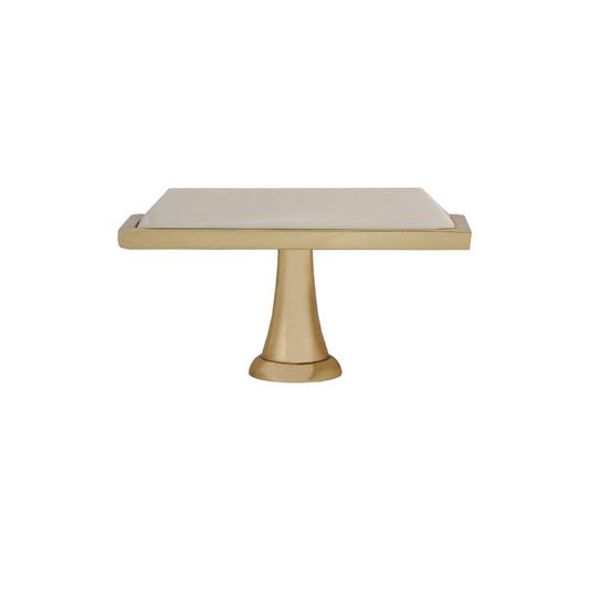 Worlds Away - Large Brass Rectangle Knob With Inset Resin In Cream - TRENT HCRM view 2