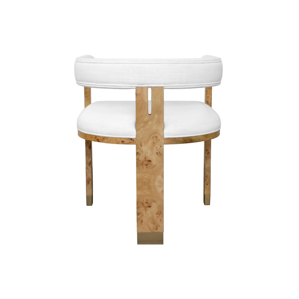 Worlds Away - Modern Chair In Burl Wood With White Linen Upholstery - JUDE BW view 4