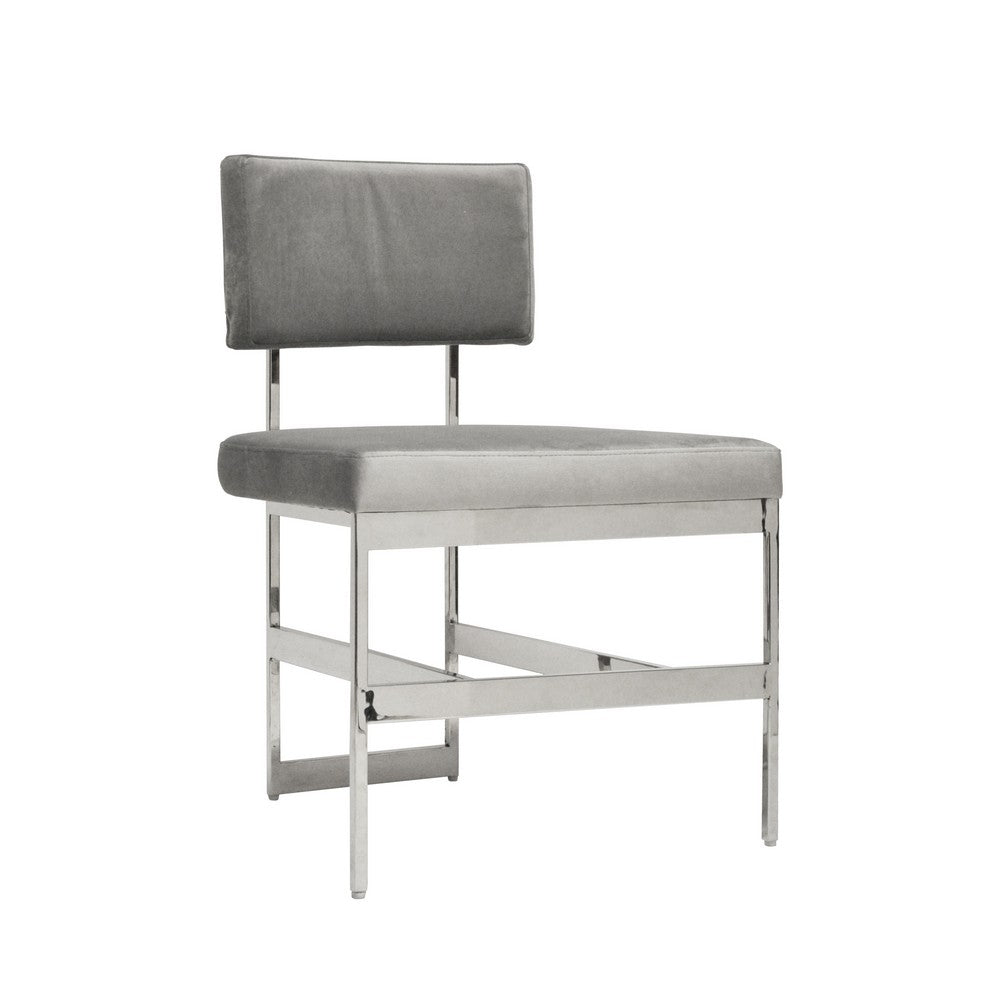 Worlds Away - Modern Dining Chair With Grey Velvet Cushion In Nickel - SHAW NGRY view 1