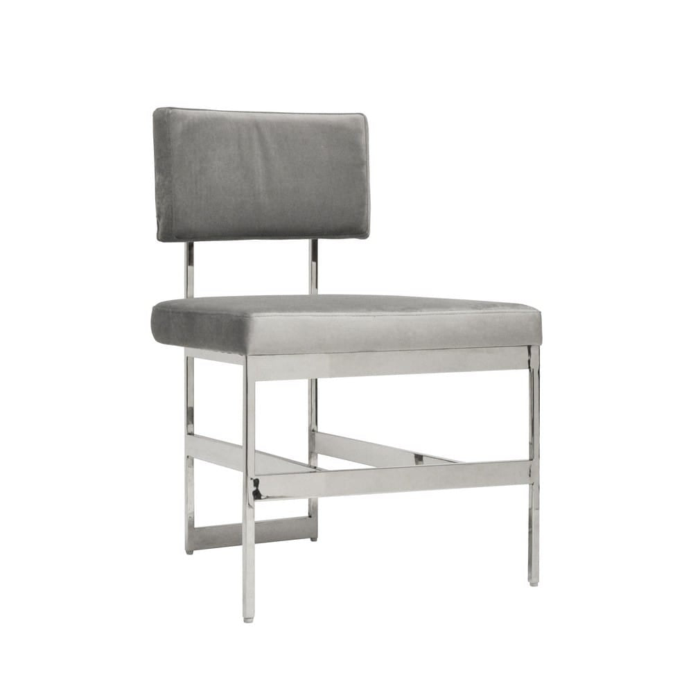 Worlds Away - Modern Dining Chair With Grey Velvet Cushion In Nickel - SHAW NGRY view 1