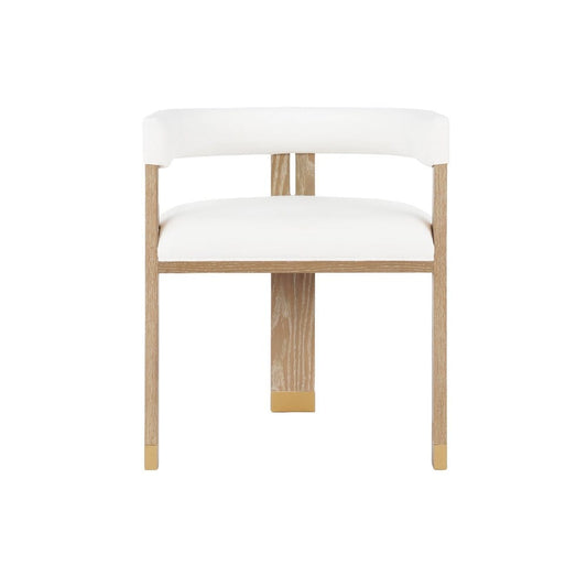 Worlds Away - Modern Wooden Accent Chair With White Linen Upholstery - Grey - JUDE CO view 2