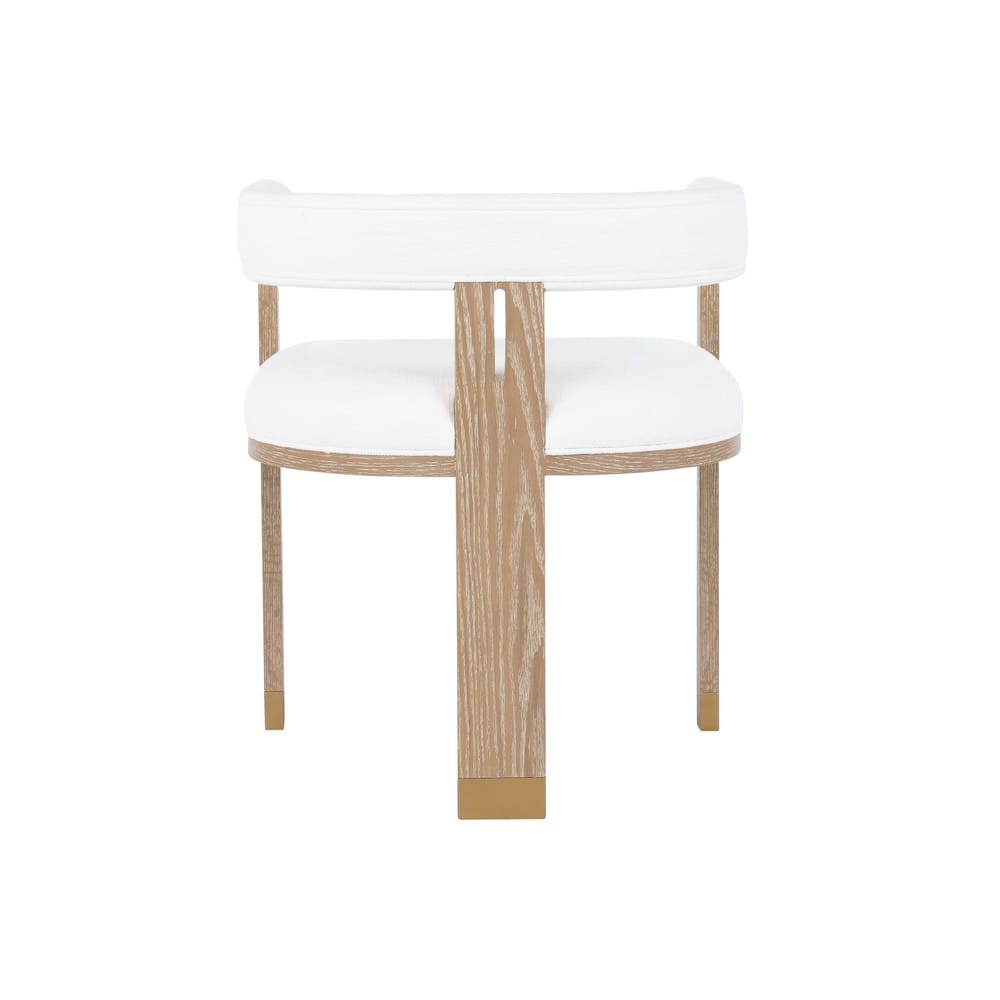 Worlds Away - Modern Wooden Accent Chair With White Linen Upholstery - Grey - JUDE CO view 4