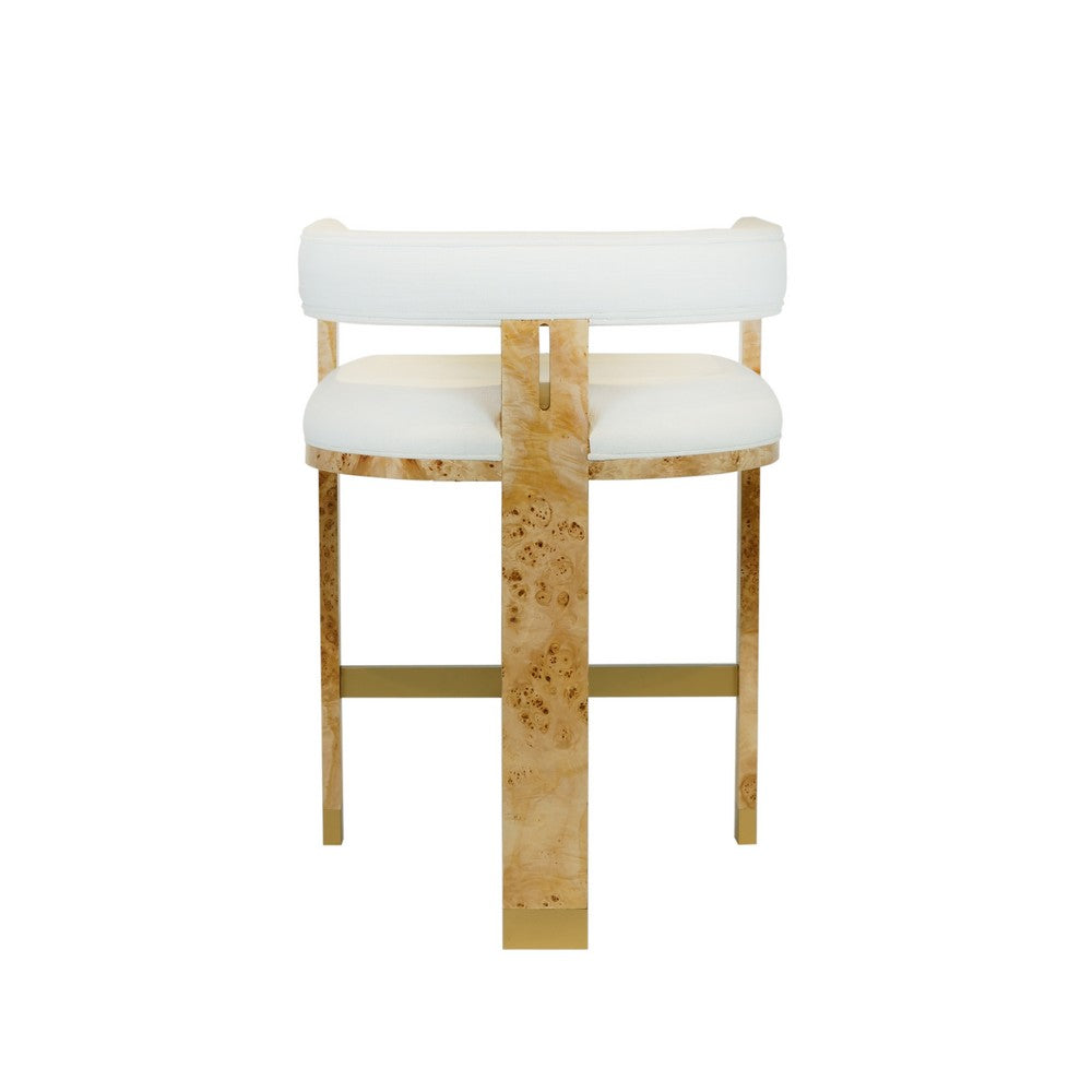 Worlds Away - Modern Wooden Accent Counter Stool In Burlwood With White Linen - CRUISE BW view 4