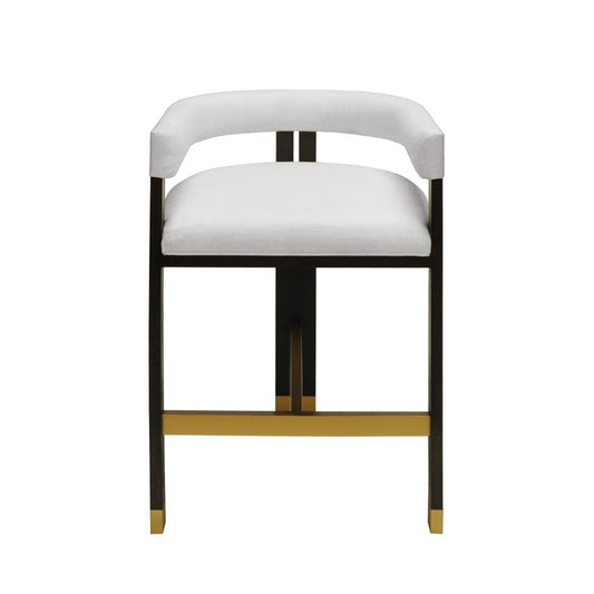 Worlds Away - Modern Wooden Accent Counter Stool With White Linen Upholstery - CRUISE ES view 2