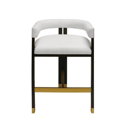 Worlds Away - Modern Wooden Accent Counter Stool With White Linen Upholstery - CRUISE ES view 2