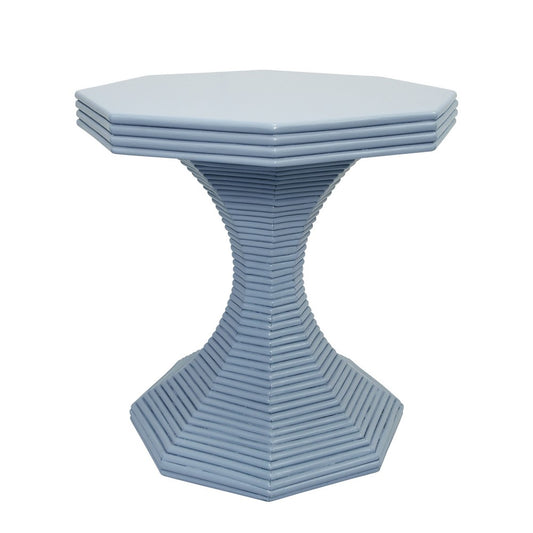 Worlds Away - Octagonal Reeded Feature Table In Painted Light Blue - OCTAVIA SM LB view 2
