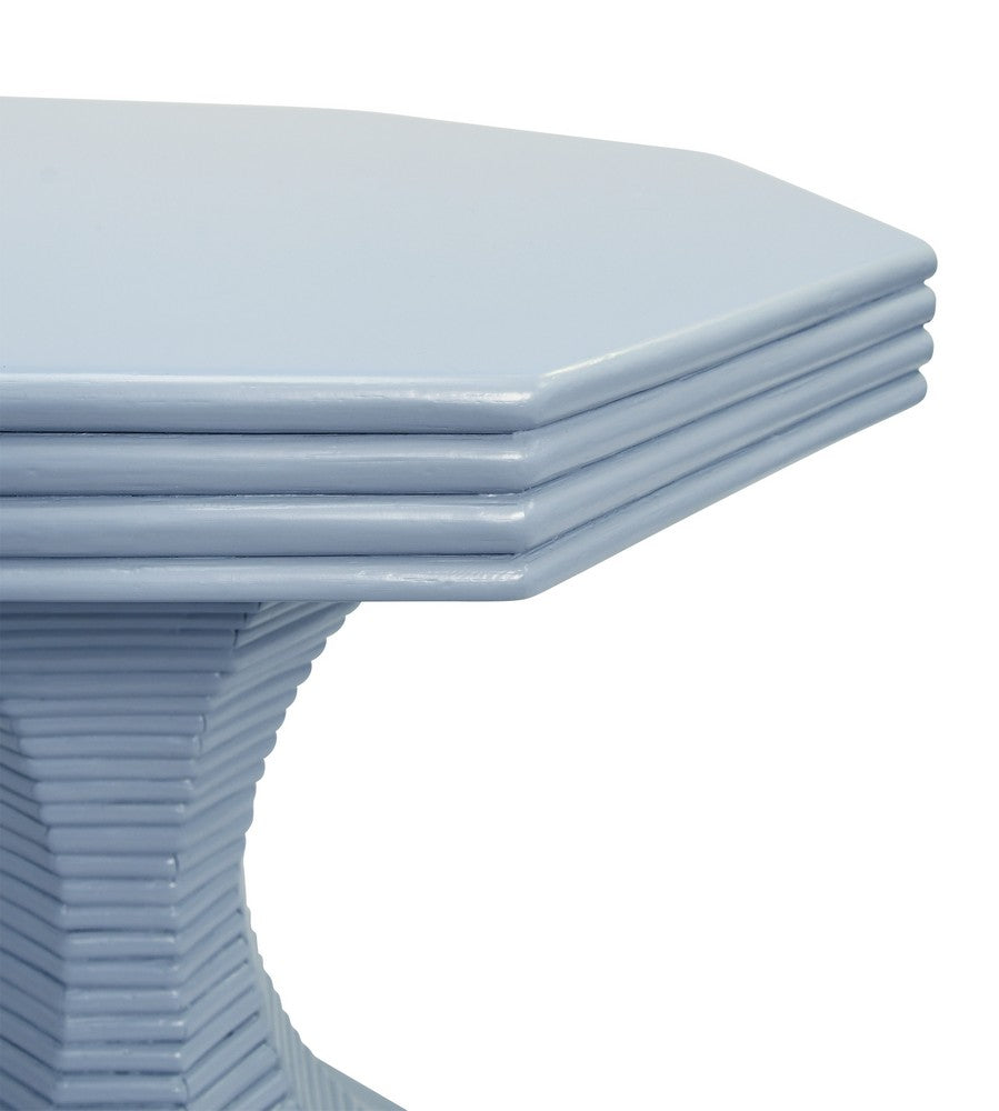 Worlds Away - Octagonal Reeded Feature Table In Painted Light Blue - OCTAVIA SM LB view 6