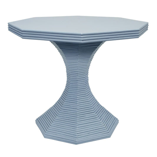 Worlds Away - Octagonal Reeded Side Table In Painted Light Blue - OCTAVIA LG LB view 2