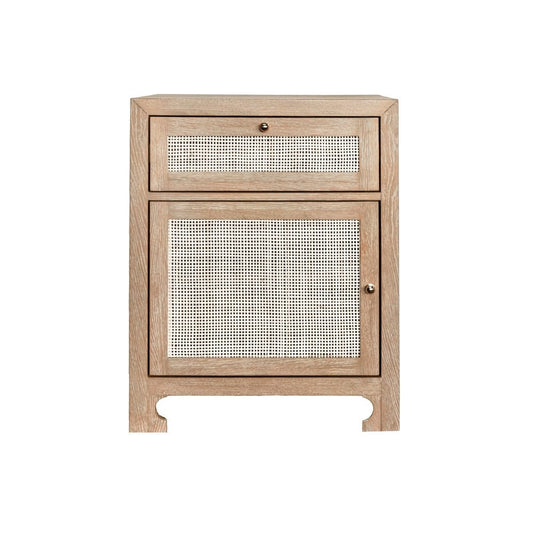 Worlds Away - One Door Cabinet With Cane Door Front In Cerused Oak - RUTH CO view 2