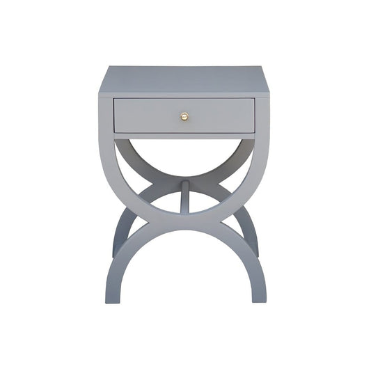 Worlds Away - One Drawer Side Table In Grey Lacquer - ALEXIS GRY view 2