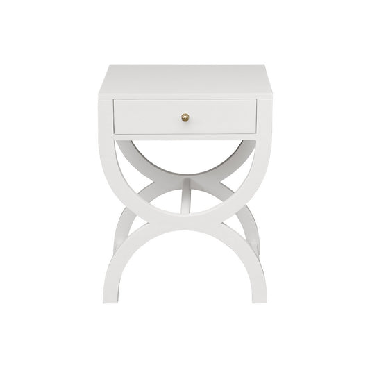 Worlds Away - One Drawer Side Table In White Lacquer - ALEXIS WH view 2