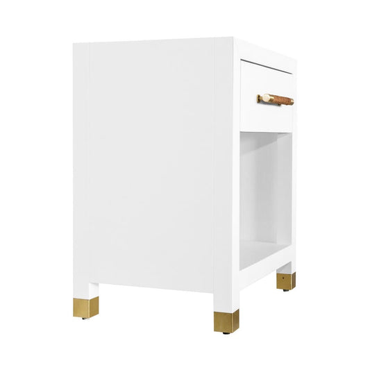 Worlds Away - One Drawer Side Table With Rattan Wrapped Handle In Matte White Lacquer - PELHAM WH view 2