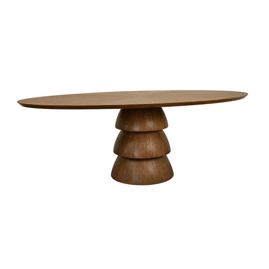 Worlds Away - Oval Dining Table With Tiered Base In Provincial Brown Oak - CALLUM OV PBO view 2