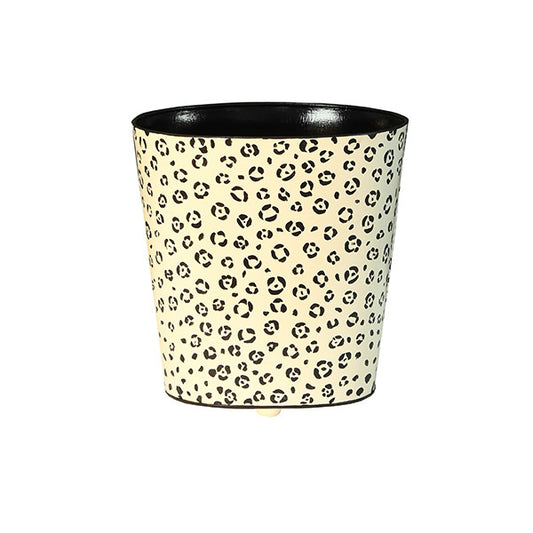 Worlds Away - Oval Wastebasket Cream With Black Cheetah Pattern - WBCHEETAH view 2
