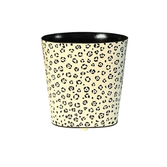 Worlds Away - Oval Wastebasket Cream With Black Cheetah Pattern - WBCHEETAH view 2