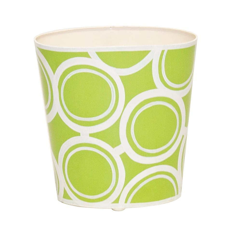 Worlds Away - Oval Wastebasket Green And Cream Bubble Design - WBZEBBGR view 1