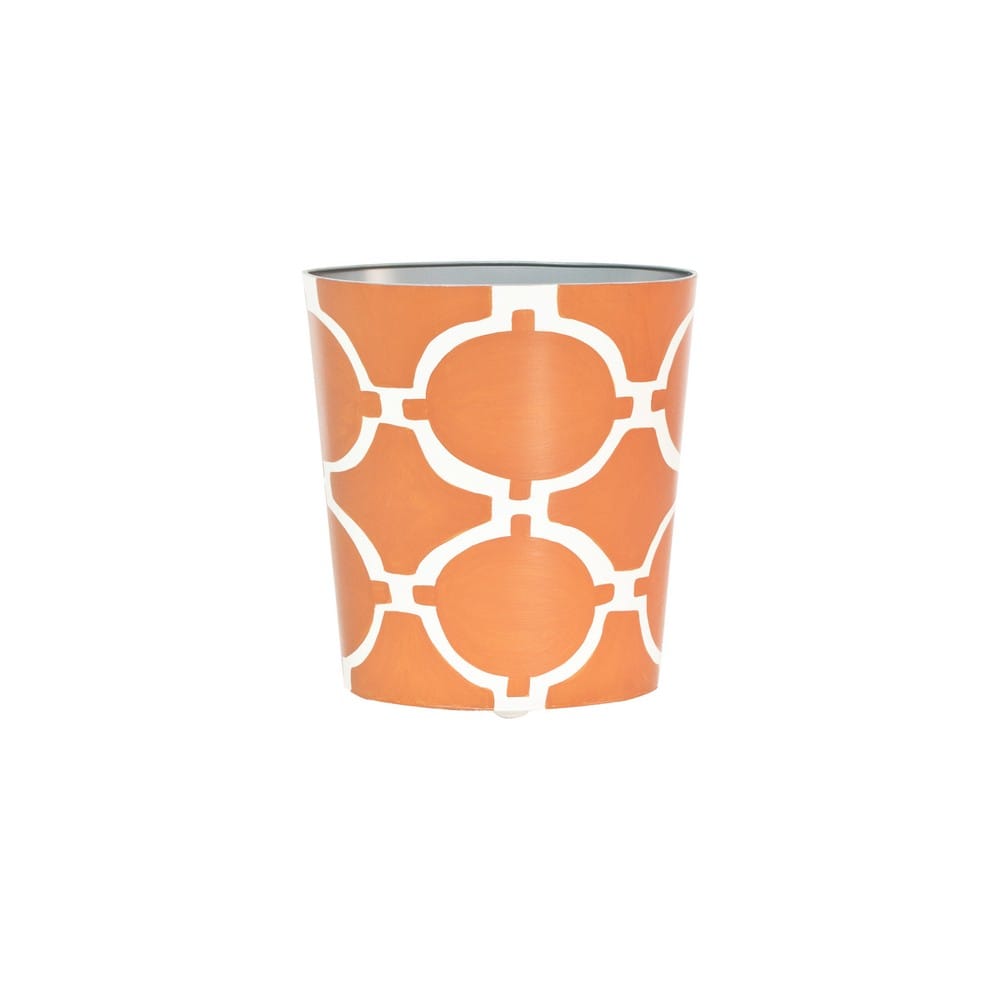 Worlds Away - Oval Wastebasket Orange/Cream - WBACADIAO view 1