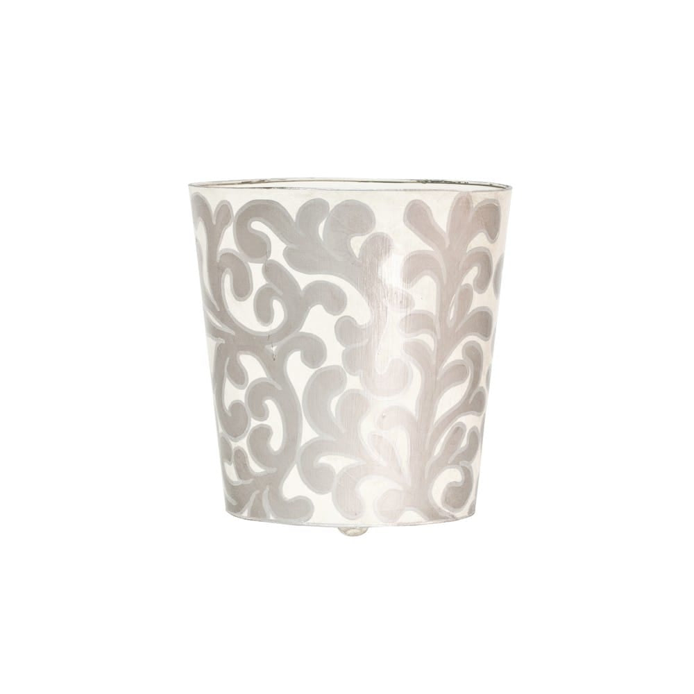 Worlds Away - Oval Wastebasket Slvr/Cream - WBJANES view 1