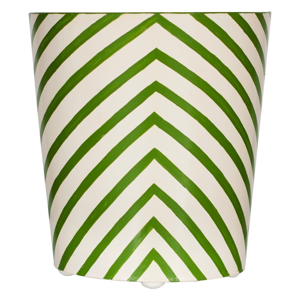 Worlds Away - Oval Wastebasket Zebra Green/Cream - WBZEG view 1