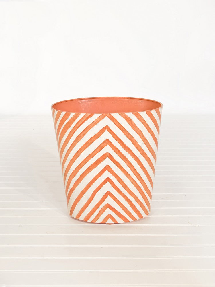 Worlds Away - Oval Wastebasket Zebra Orange/Cream - WBZEO view 2
