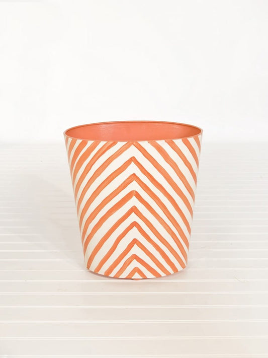 Worlds Away - Oval Wastebasket Zebra Orange/Cream - WBZEO view 2