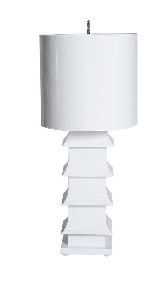 Worlds Away - Pagoda Lamp Large W. Metal Shade White - LMPHL-WH view 1