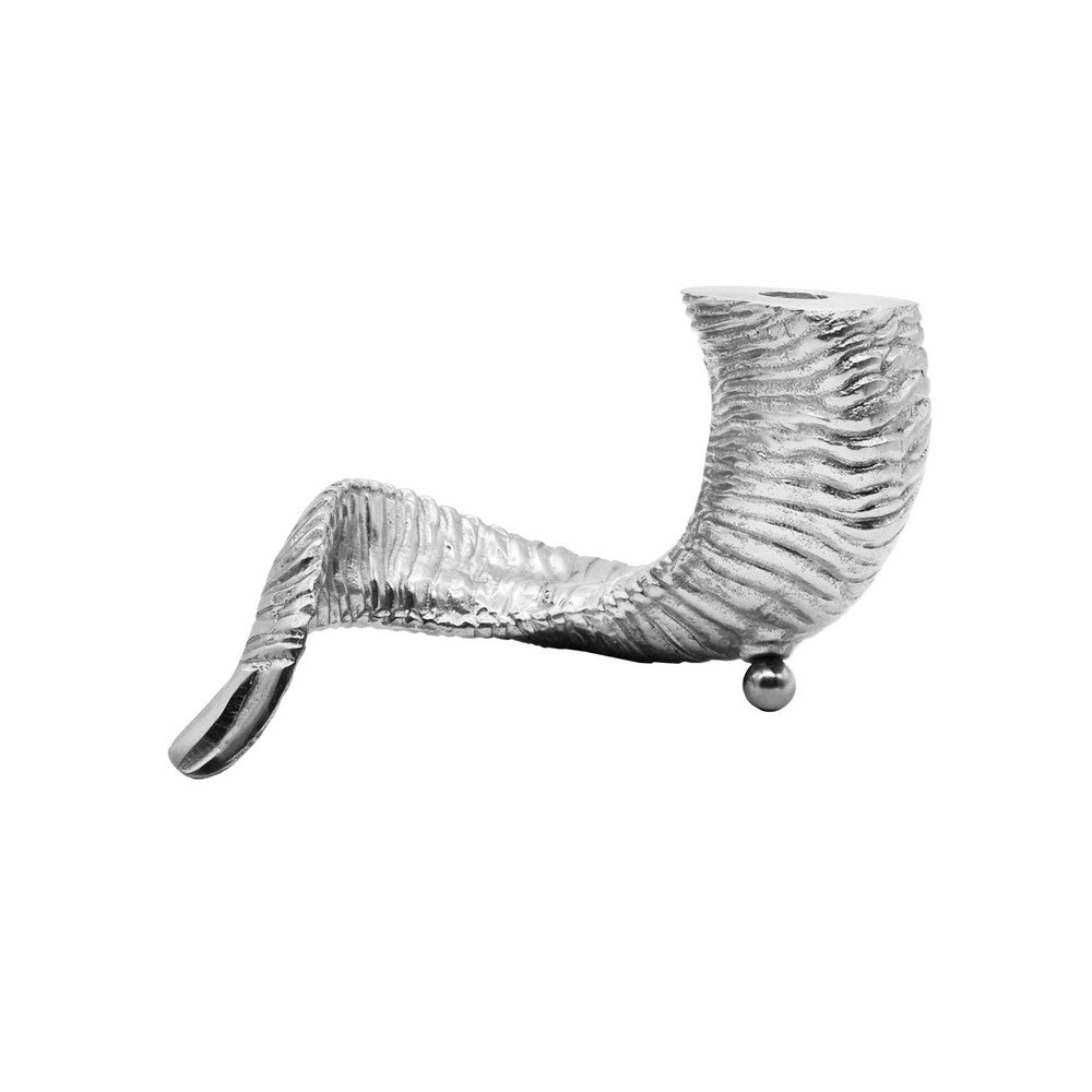 Worlds Away - Pair Of Ram Horn Candle Sticks In Silver Leaf - WARD S view 2