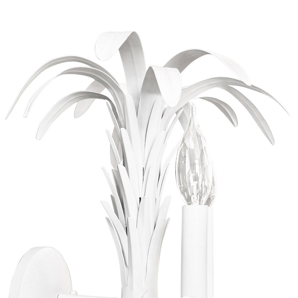 Worlds Away - Palm Spray Two Arm Tole Wall Sconce In Matte White Powder Coat - RESEDA WH view 5