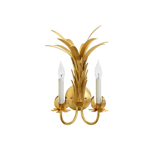 Worlds Away - Palm Two Arm Tole Wall Sconce In Gold Leaf. - RESEDA G view 2