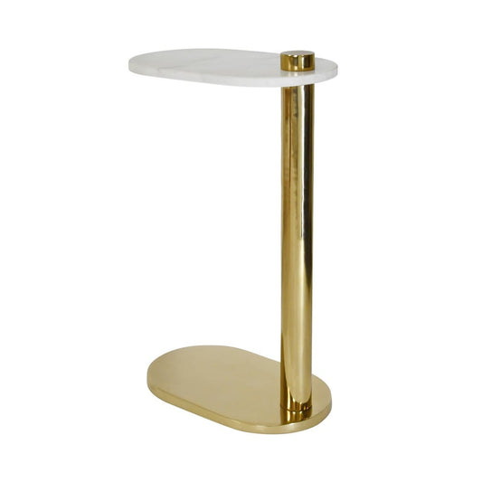 Worlds Away - Racetrack C Table In Brass With White Marble Top - SIMEON view 2