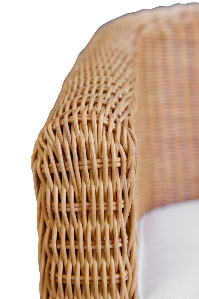 Worlds Away - Rattan Three Leg Lounge Chair With Performance Ivory Linen - GIZA view 7