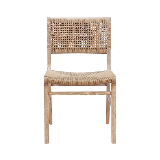 Worlds Away - Rattan Wrapped Dining Chair In Matte Cerused Oak - MONROE CO view 2