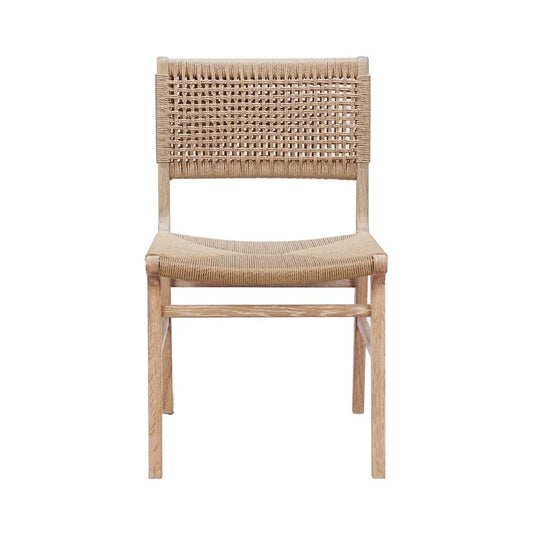 Worlds Away - Rattan Wrapped Dining Chair In Matte Cerused Oak - MONROE CO view 2