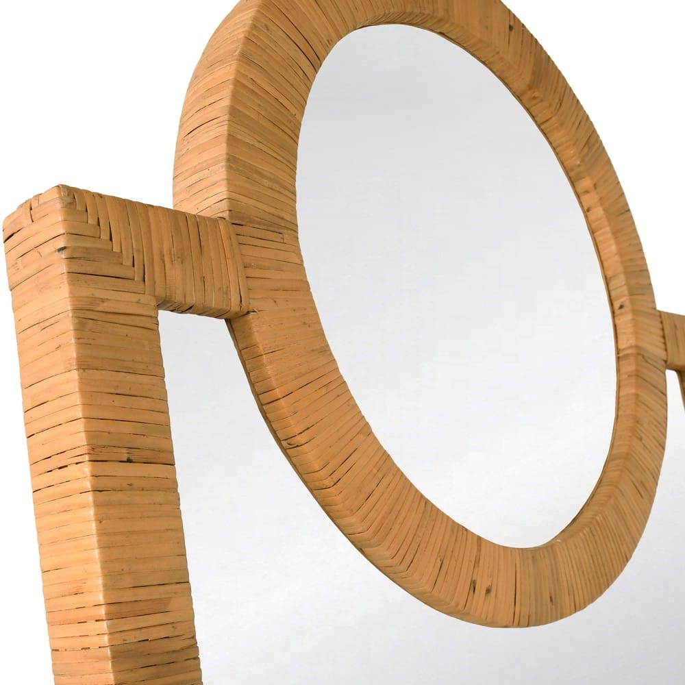 Worlds Away - Rattan Wrapped Mirror With Circle Detail - ORLANDO view 3