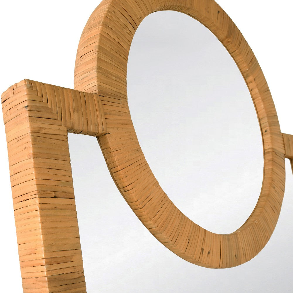 Worlds Away - Rattan Wrapped Mirror With Circle Detail - ORLANDO view 3