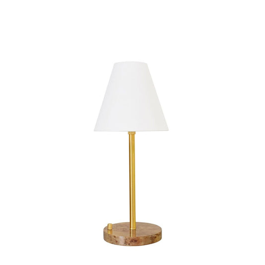 Worlds Away - Rechareable Table Lamp With Adjustable Pole In Brass And White Linen Shade - JACE view 2
