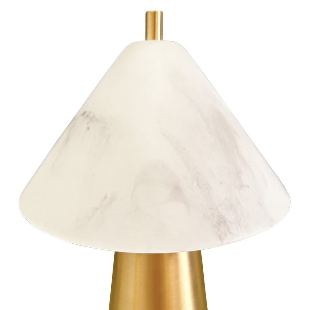 Worlds Away - Rechargeable Mini Table Lamp With Faux Alabaster Tapered Shade And Brass Base - FARLEY view 4