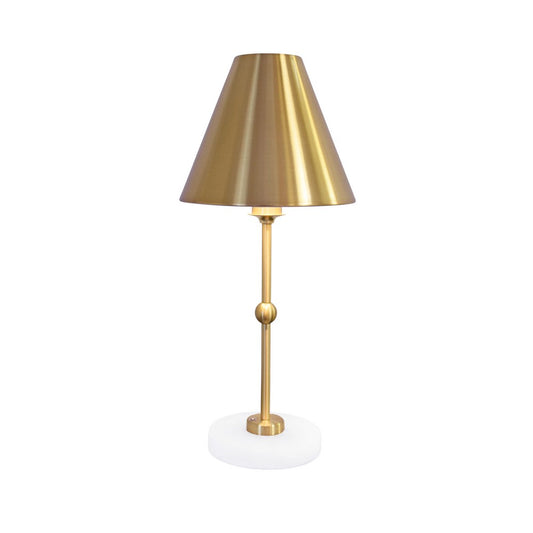 Worlds Away - Rechargeable Table Lamp In Brass And Faux Alabaster Base With Metal Shade - CHANLER view 2